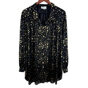 Joanna Plus Size 4X Vintage 80s 90s Gold Stars Wearable Art Blouse Shirt Top
